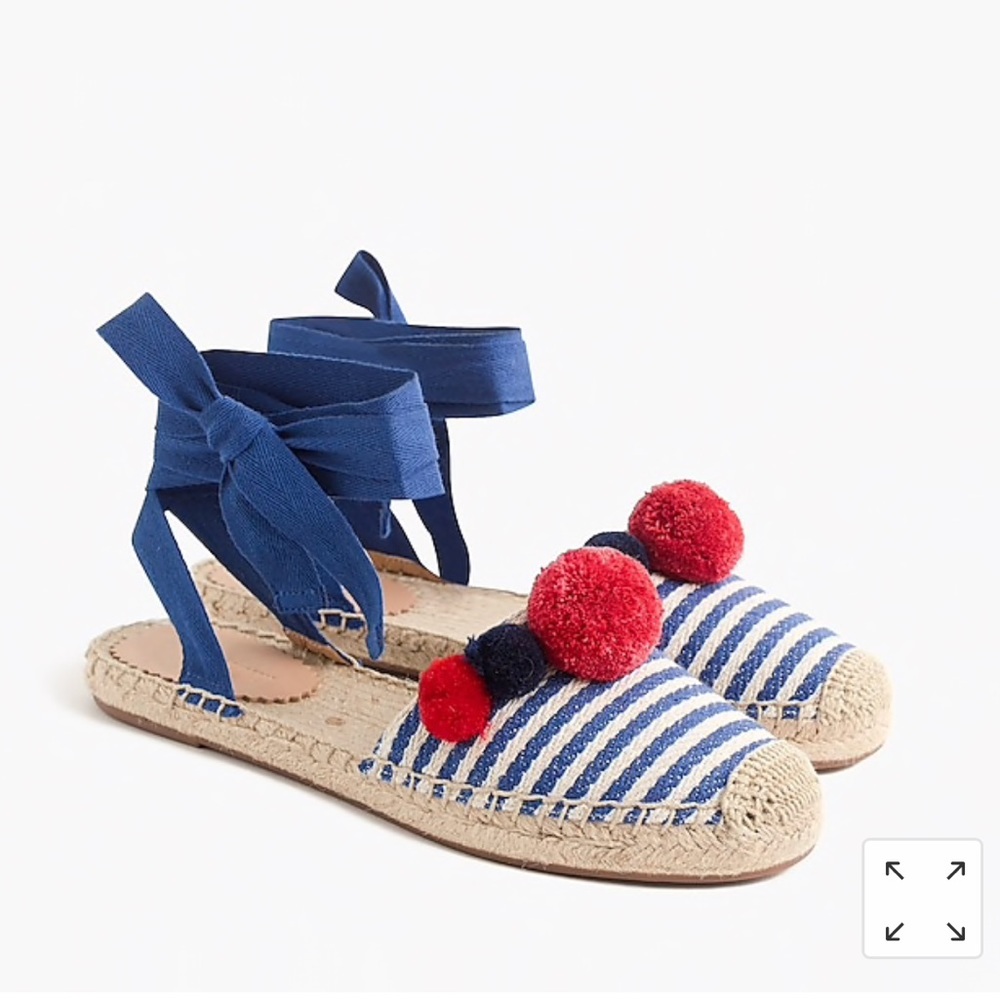 NWT jcrew ankle  wrap espadrilles with pompom